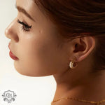 18K Gold Pearl C Shape Earrings - QH Clothing