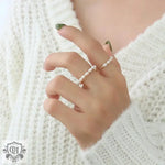 18K Gold Pearl Chain Adjustable Ring - QH Clothing