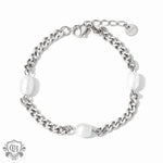 18k gold noble simple pearls and Cuban chain design bracelet - QH Clothing