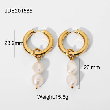 18K Gold Pearl Drop Double Earrings - QH Clothing