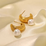 18K Gold Pearl Drop Earrings - QH Clothing