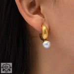 18K Gold Pearl Drop Earrings - QH Clothing