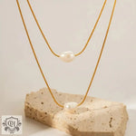 18K Gold Pearl Fusion Necklace - QH Clothing