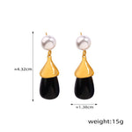 18K gold exquisite noble pearls and gemstone design versatile earrings - QH Clothing