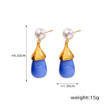 18K gold exquisite noble pearls and gemstone design versatile earrings - QH Clothing