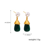 18K gold exquisite noble pearls and gemstone design versatile earrings - QH Clothing