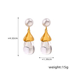 18K gold exquisite noble pearls and gemstone design versatile earrings - QH Clothing