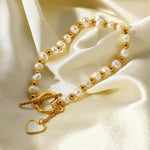 18K Gold Pearl Heart OT Buckle Bracelet - QH Clothing
