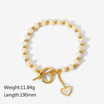 18K Gold Pearl Heart OT Buckle Bracelet - QH Clothing