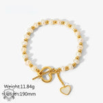 18K Gold Pearl Heart OT Buckle Bracelet - QH Clothing