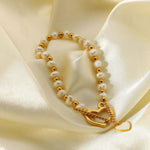 18K Gold Pearl Heart OT Buckle Bracelet - QH Clothing