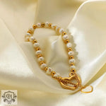 18K Gold Pearl Heart OT Buckle Bracelet - QH Clothing