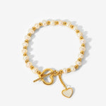 18K Gold Pearl Heart OT Buckle Bracelet - QH Clothing