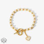 18K Gold Pearl Heart OT Buckle Bracelet - QH Clothing