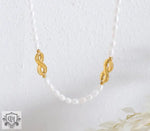 18K Gold Pearl & Infinity Design Necklace - QH Clothing