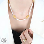 18K Gold Pearl & Infinity Design Necklace - QH Clothing