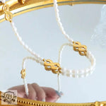 18K Gold Pearl & Infinity Design Necklace - QH Clothing