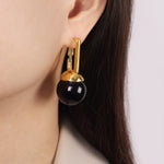 18k gold retro fashion inlaid pearl design simple style earrings - QH Clothing