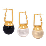 18k gold retro fashion inlaid pearl design simple style earrings - QH Clothing