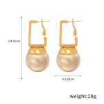 18k gold retro fashion inlaid pearl design simple style earrings - QH Clothing