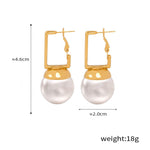 18k gold retro fashion inlaid pearl design simple style earrings - QH Clothing