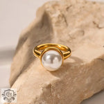 18K Gold Pearl Inlaid Ring - QH Clothing