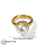 18K Gold Pearl Inlaid Ring - QH Clothing