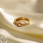 18K Gold Pearl Inlaid Ring - QH Clothing