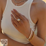 18K Gold Pearl Inlaid Ring - QH Clothing