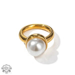 18K Gold Pearl Inlaid Ring - QH Clothing