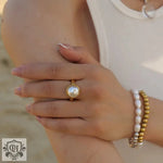 18K Gold Pearl Inlaid Ring - QH Clothing