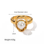 18K gold noble and elegant versatile ring inlaid with pearls - QH Clothing