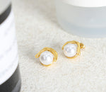 18K Gold Retro Fashion Irregular Earrings with Pearl Design Simple Style - QH Clothing