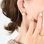 18K Gold Retro Fashion Irregular Earrings with Pearl Design Simple Style - QH Clothing