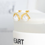 18K Gold Retro Fashion Irregular Earrings with Pearl Design Simple Style - QH Clothing