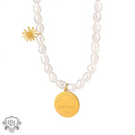 18K Gold Pearl Medallion Necklace - QH Clothing