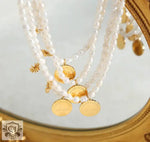 18K Gold Pearl Medallion Necklace - QH Clothing