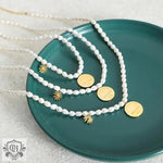 18K Gold Pearl Medallion Necklace - QH Clothing