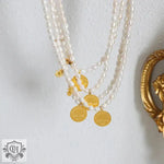 18K Gold Pearl Medallion Necklace - QH Clothing