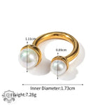 18K Gold Pearl Open Ring - QH Clothing