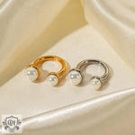 18K Gold Pearl Open Ring - QH Clothing