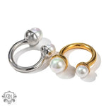 18K Gold Pearl Open Ring - QH Clothing