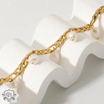 18K Gold Pearl Pendant Chain Anklet - QH Clothing