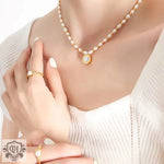 18K Gold Pearl & Pendant Necklace - QH Clothing