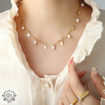 18K Gold Pearl & Pendant Tassel Necklace - QH Clothing