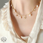 18K Gold Pearl & Pendant Tassel Necklace - QH Clothing