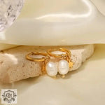 18K Gold Pearl Star Pendant Earrings - QH Clothing