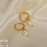 18K Gold Pearl Star Pendant Earrings - QH Clothing