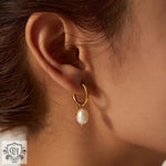 18K Gold Pearl Star Pendant Earrings - QH Clothing