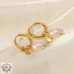 18K Gold Pearl Star Pendant Earrings - QH Clothing